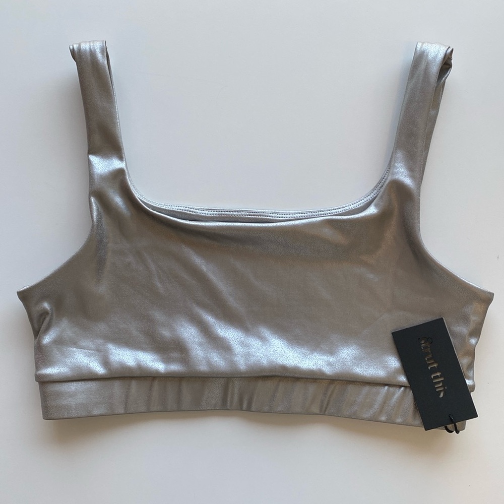 NWT Strut This Women's Silver Bralette Top size large